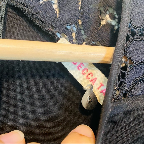 Rebecca Taylor Black Lace Sleeve Fitted Shift Dress Size 4 - Picture 6 of 8